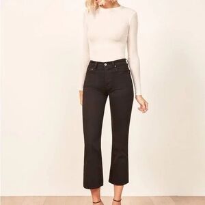 Reformation Jordi Kick Flare Jeans Black 25
